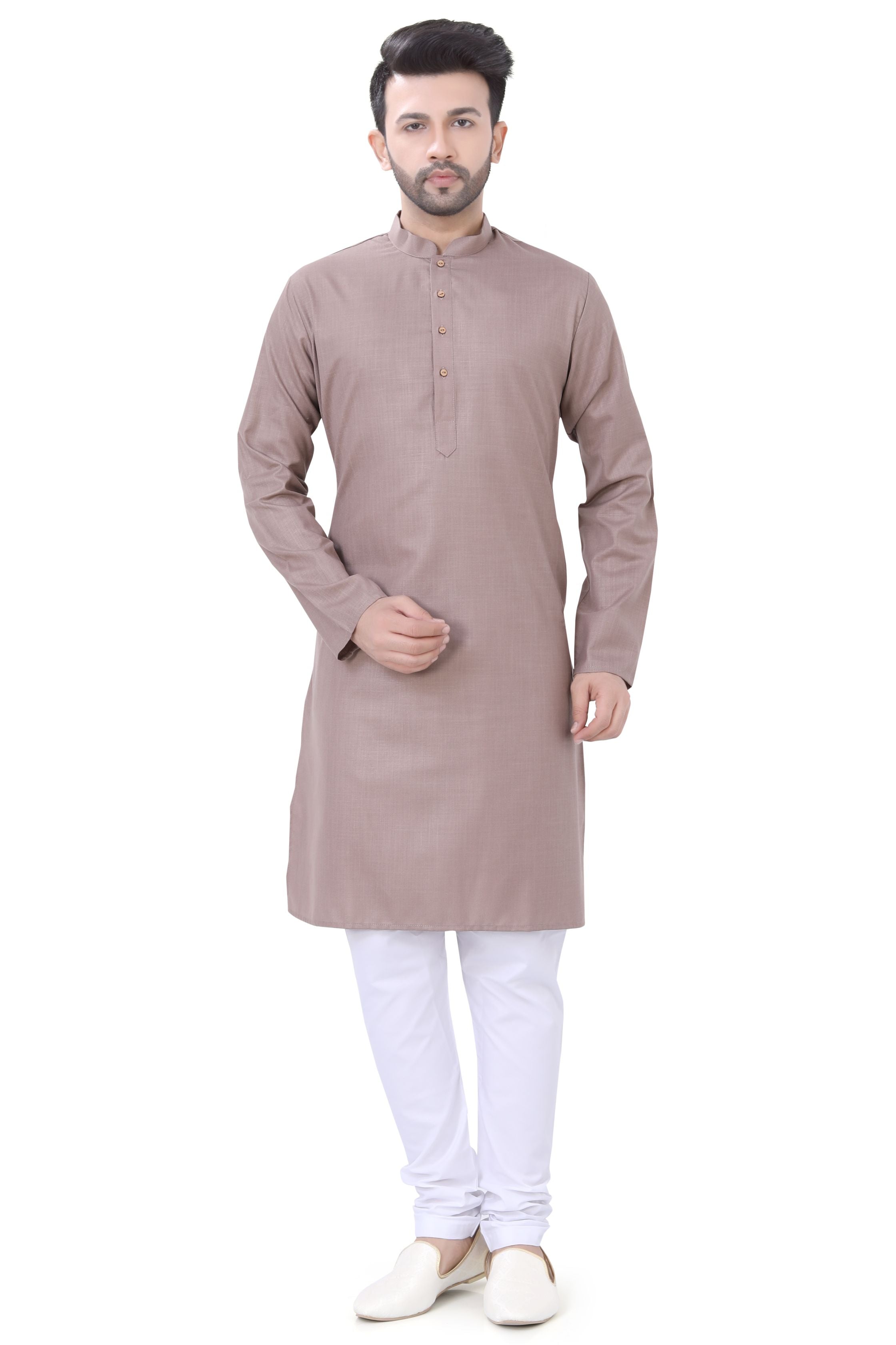 Coffee Brown Printed Full Sleeve Rayon A-Line Kurta main image 1