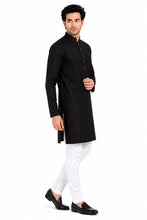 Load image into Gallery viewer, Men's Black Textured Kurta Churidar Set