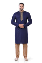 Load image into Gallery viewer, Plus size Cotton Kurta Pajama set in Navy Blue