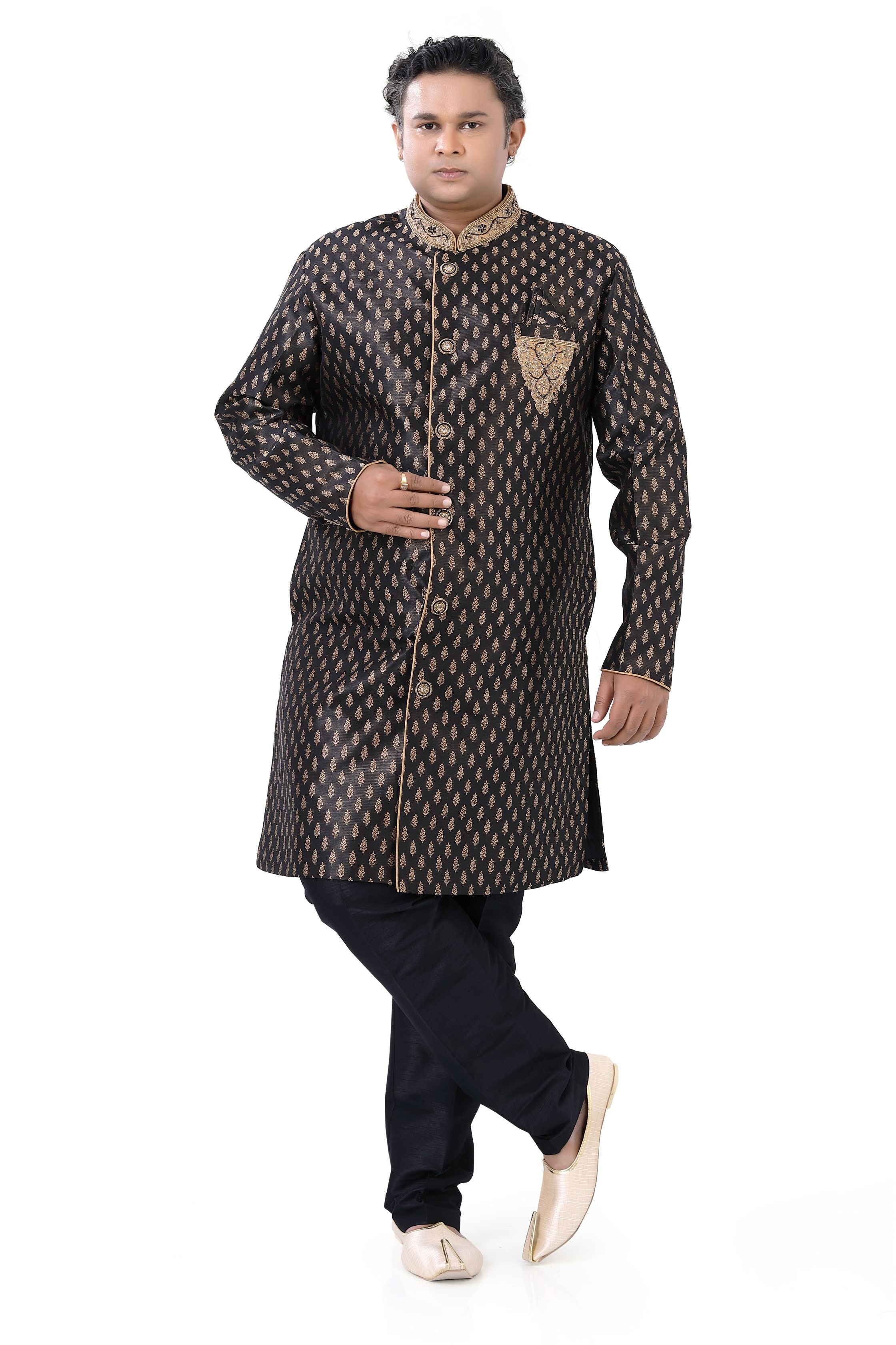 Darkgreen With Black Indo western Tanchoi Brocade  Pant main image 1