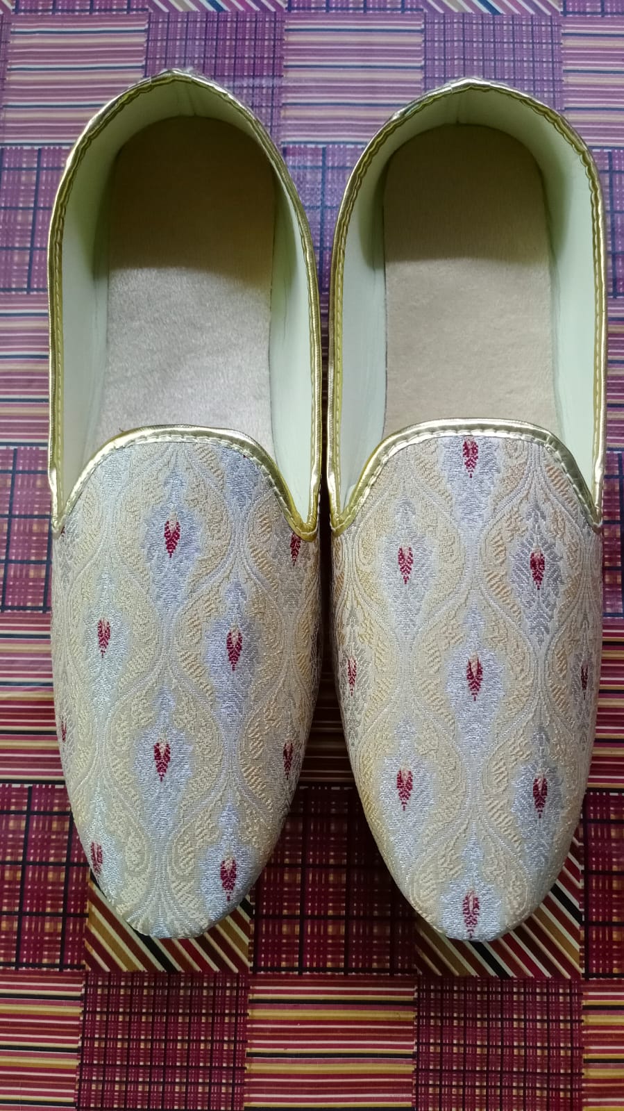 Gold Embroidered Mojari Shoes for Men