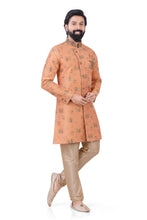 Load image into Gallery viewer, Aangrakha style Banarasi 2 pieces Indo western in Peach