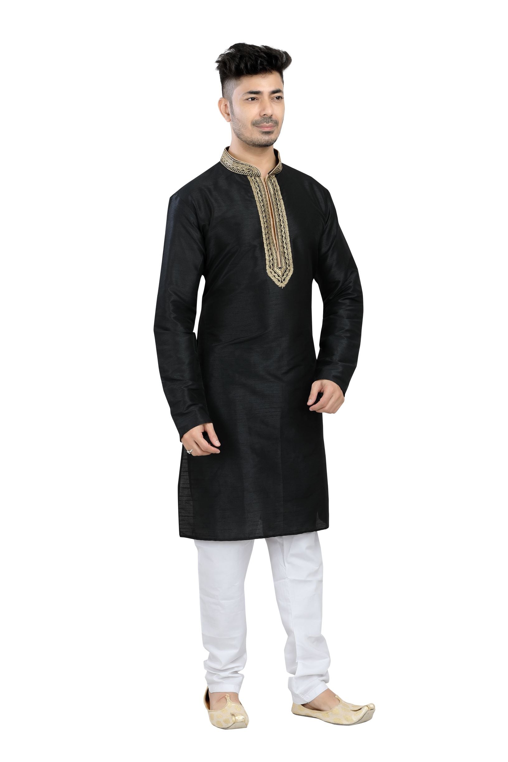 Black Kurta Banarasi Dhupion Silk Pant