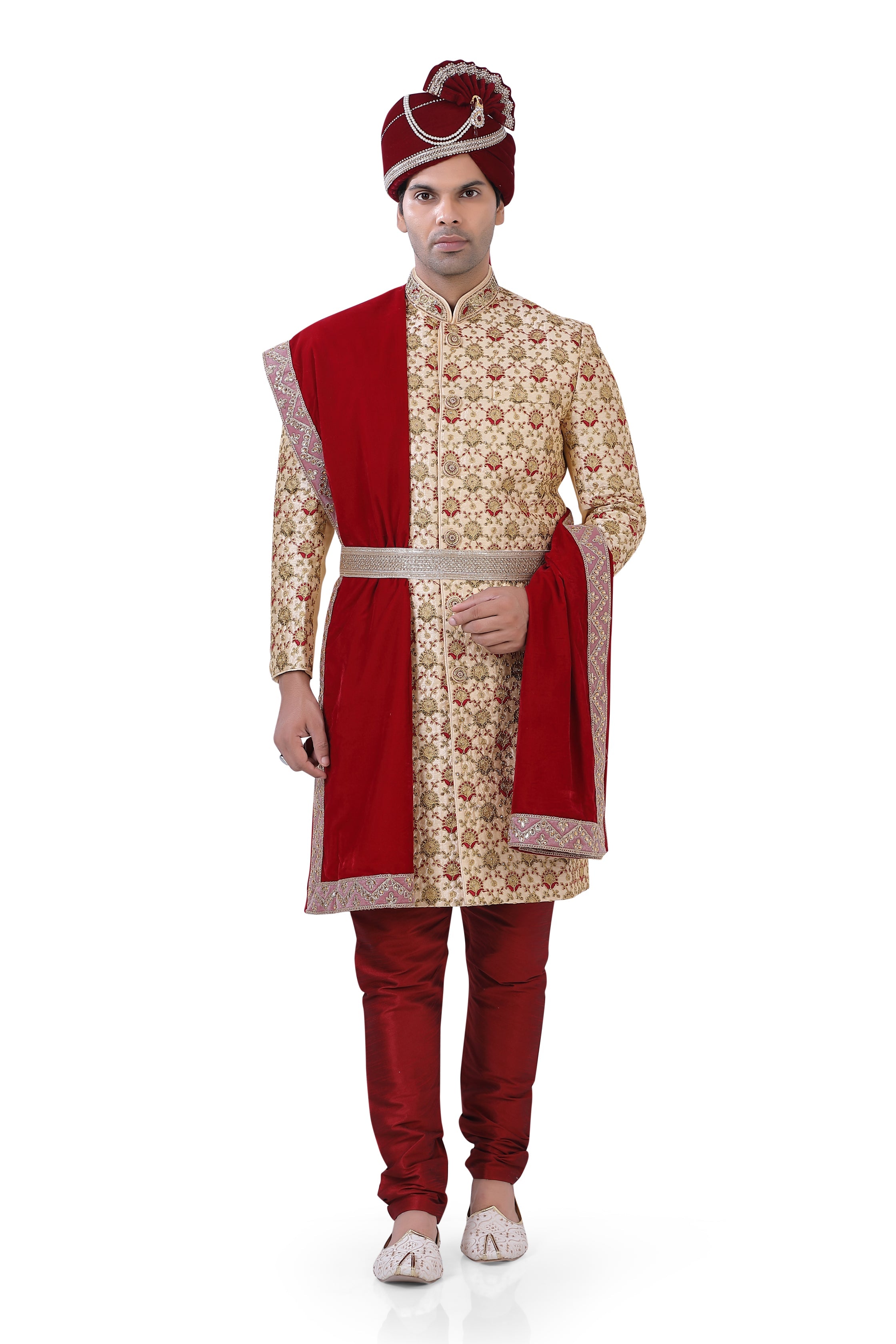Off White Silk Sherwani  D NO.  DE-105