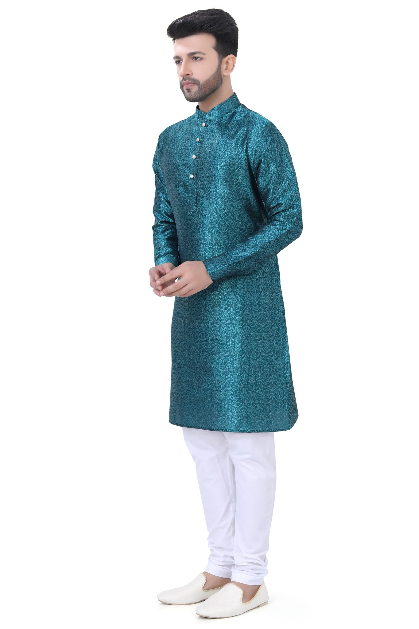 Dapper Rama Self Jaquard Kurta in Peacock Rama Green Colour | Best Price in 2024 at ...