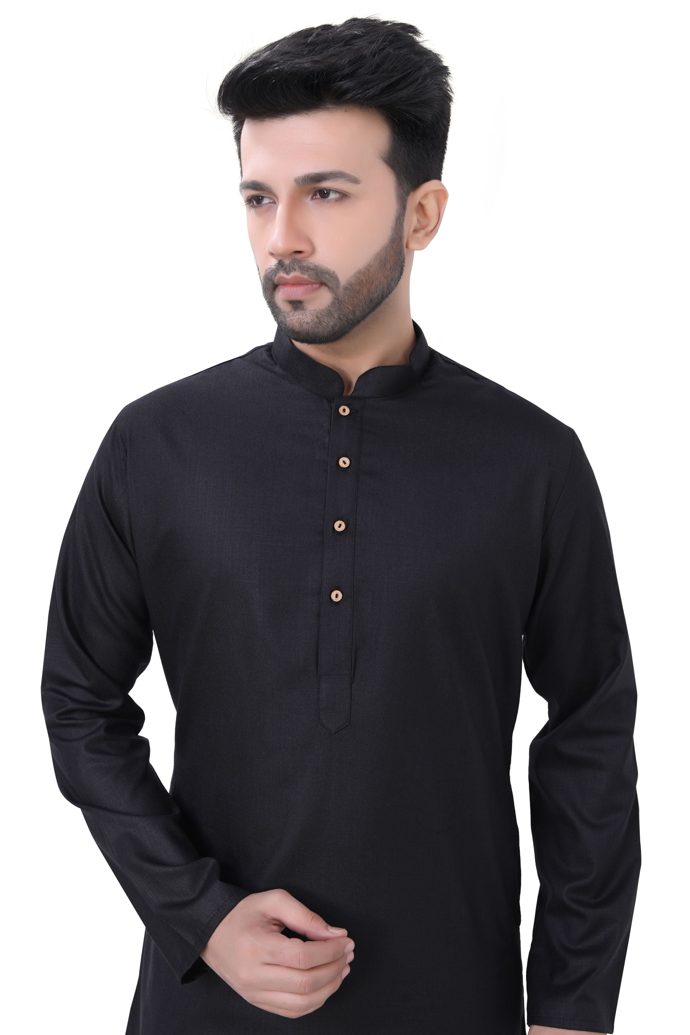 Plain Cotton Kurta Pajama in Black Colour | Best Price in 2024 at ...