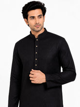 Load image into Gallery viewer, Men's Black Textured Kurta Churidar Set
