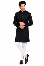 Load image into Gallery viewer, Men's Black Textured Kurta Churidar Set
