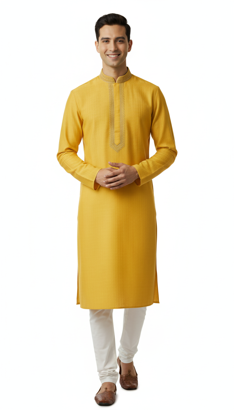 Brocade Silk - Premium Kurta Pyjama - Just $ 75! Shop now at Dapper Ethnic