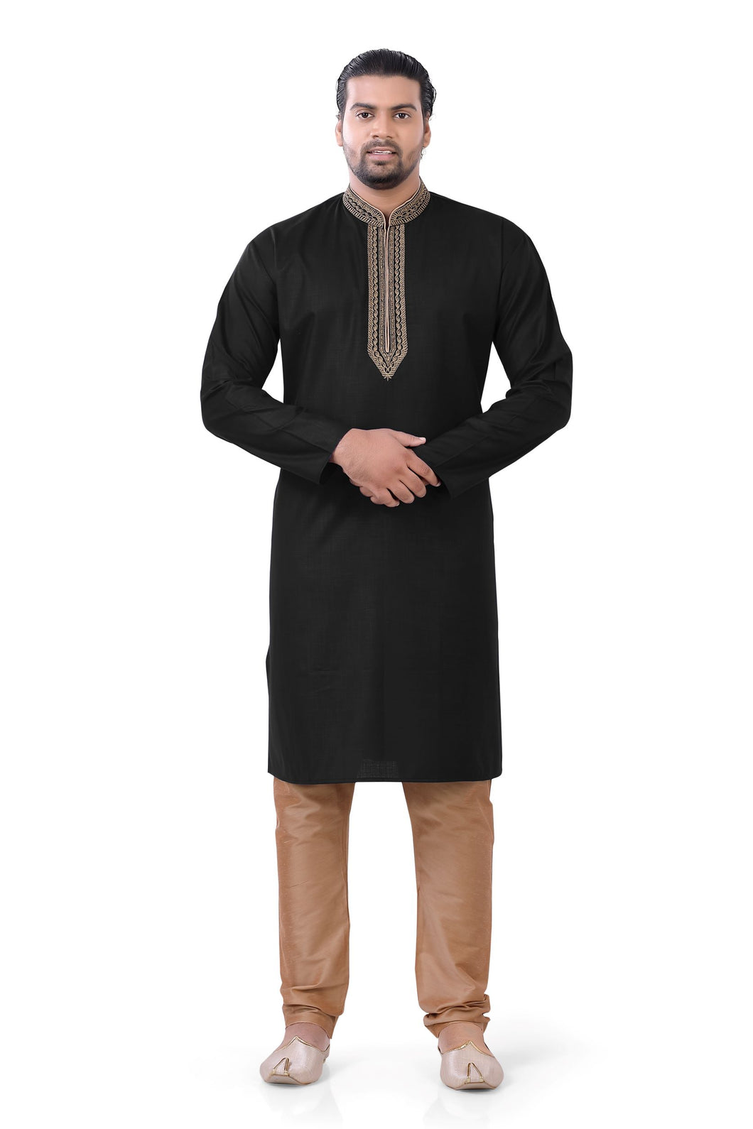 Plus size Cotton Kurta Pajama set in Black