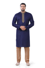 Load image into Gallery viewer, Plus size Cotton Kurta Pajama set in Navy Blue
