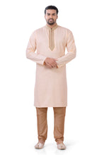 Load image into Gallery viewer, Plus size Cotton Embroidered Kurta Pajama set in Peach
