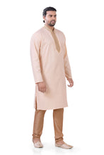 Load image into Gallery viewer, Plus size Cotton Embroidered Kurta Pajama set in Peach
