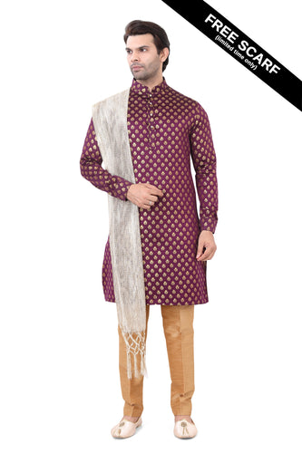 Brocade Silk - Premium Kurta Pyjama - Just $ 75! Shop now at Dapper Ethnic