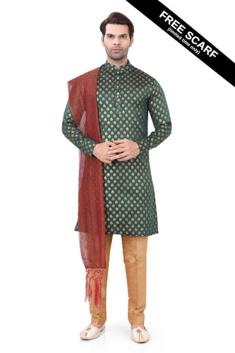 Brocade Silk - Premium Kurta Pyjama - Just $ 75! Shop now at Dapper Ethnic