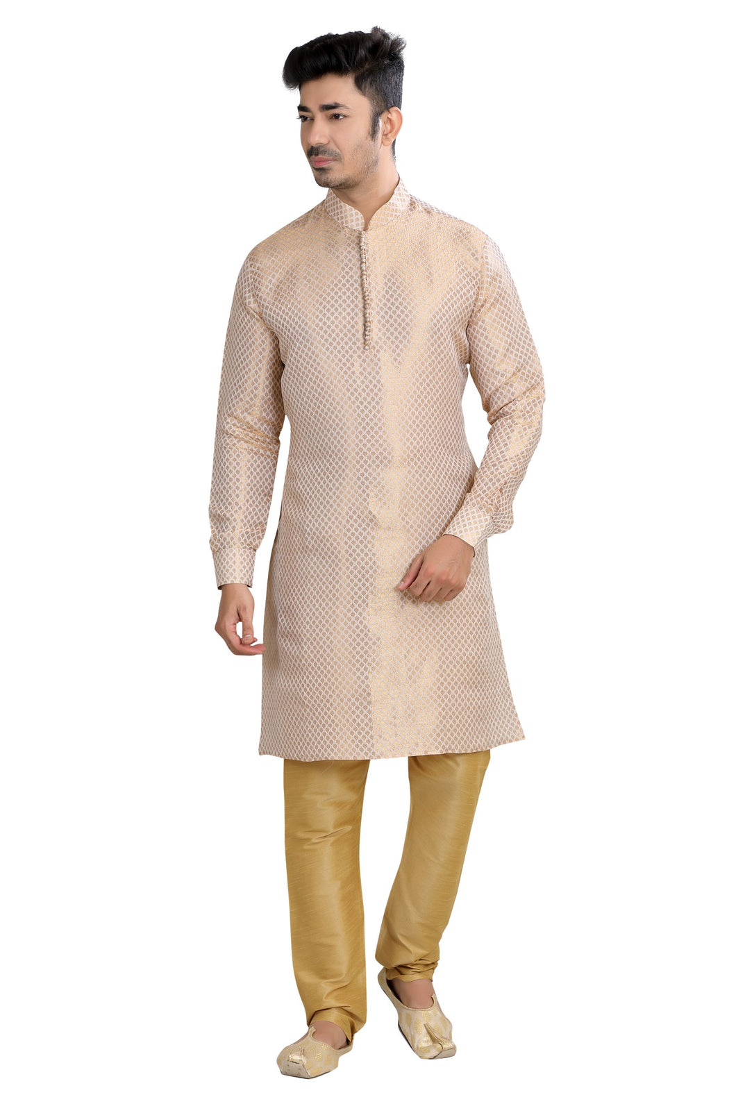 Banarasi Butti Kurta pajama set in beige