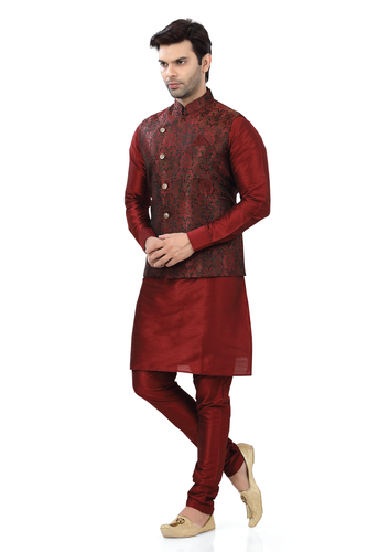 Brocade Silk - Premium Kurta Pyjama - Just $ 75! Shop now at Dapper Ethnic