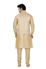 Load image into Gallery viewer, Brocade Silk  Gold Vest Coat with Gold Kurta Pajama D NO MO-126
