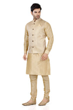 Load image into Gallery viewer, Brocade Silk  Gold Vest Coat with Gold Kurta Pajama D NO MO-126
