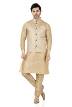 Load image into Gallery viewer, Brocade Silk  Gold Vest Coat with Gold Kurta Pajama D NO MO-126
